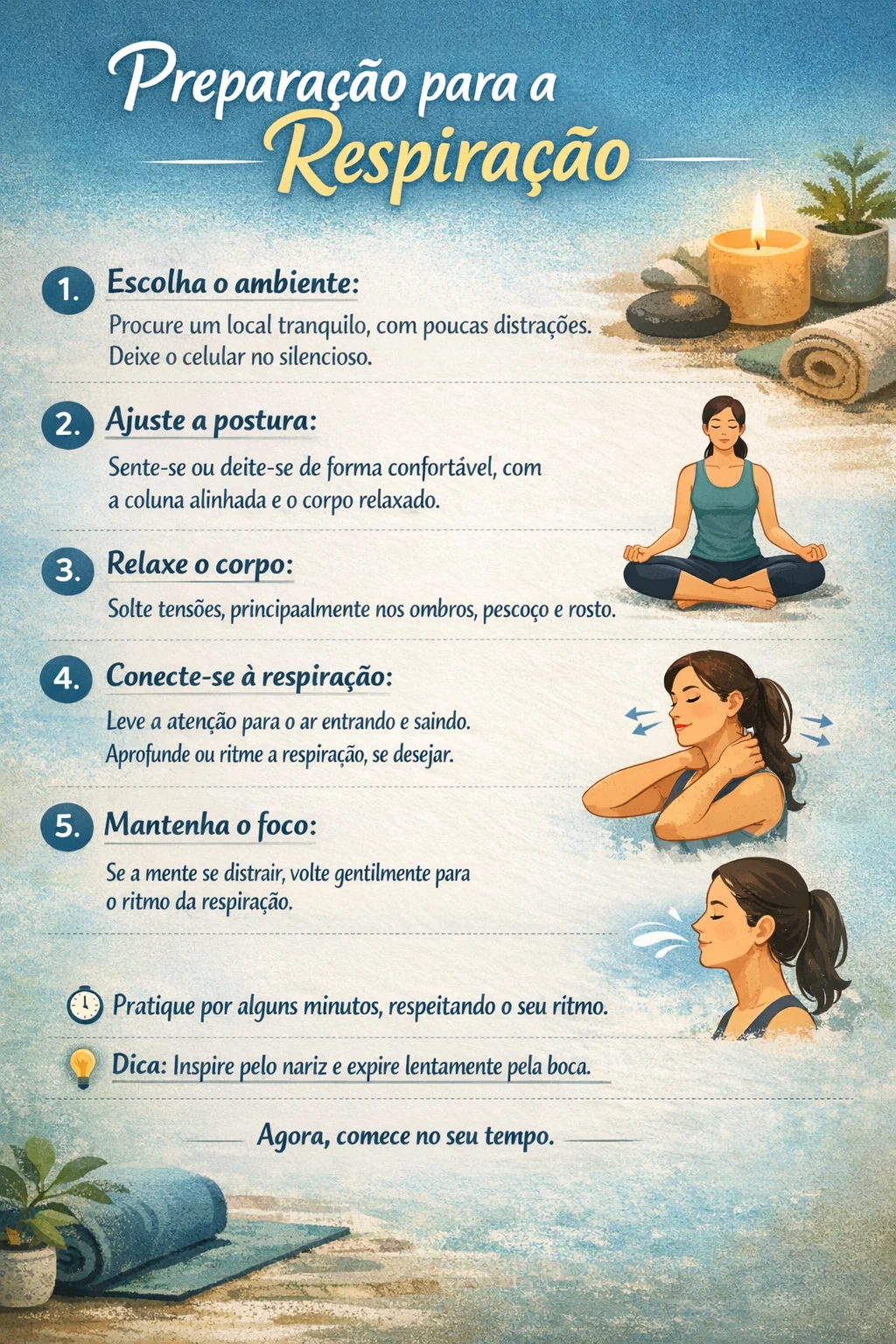 Imagem editorial para Respiração consciente: como praticar sem forçar